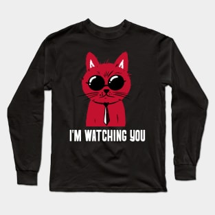 agent cat watching on you Long Sleeve T-Shirt